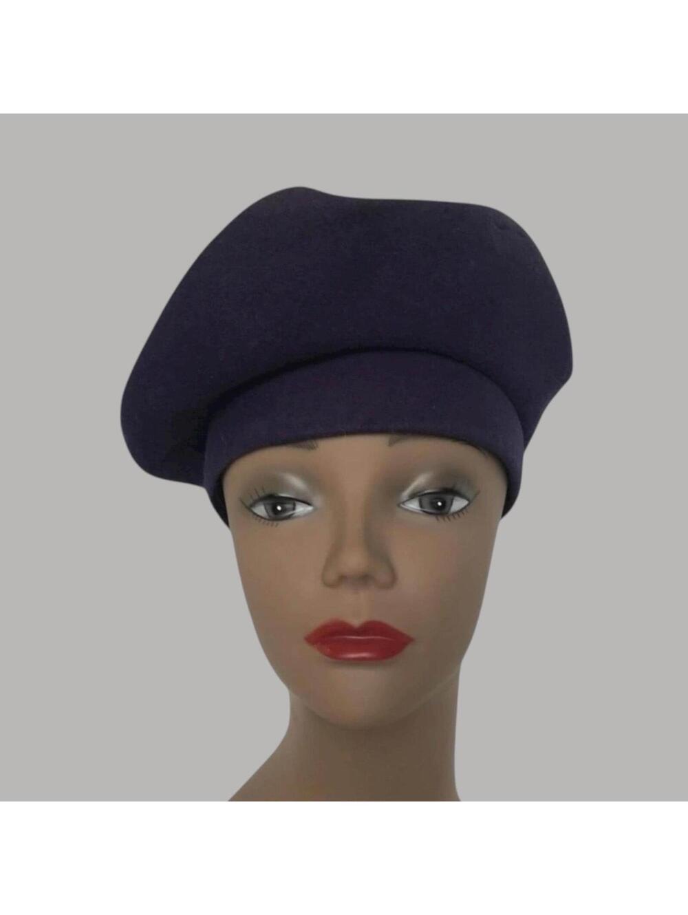 Vintage 1940s Wool Beret - New York Creations - Navy Blue Purple